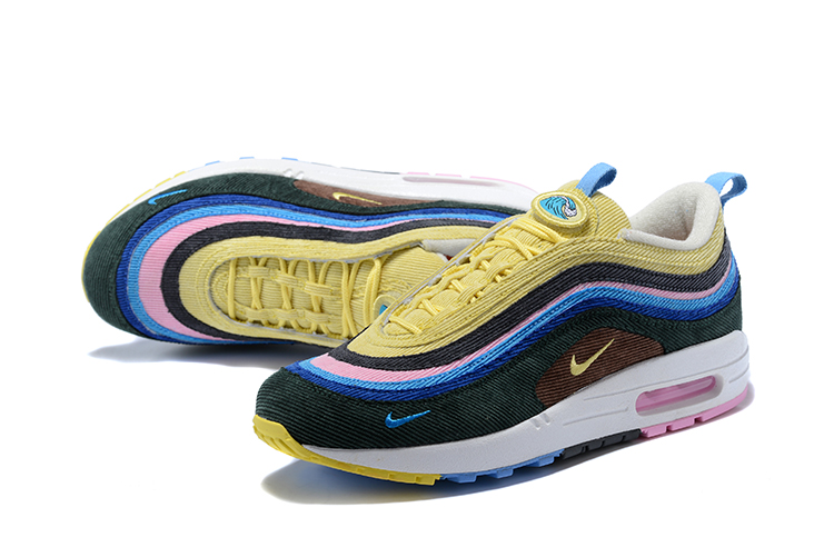 2018 Men Nike Air Max 97 Yellow Blue Black Shoes